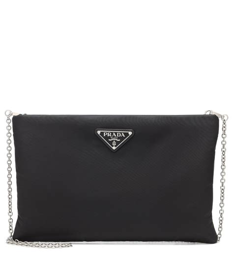 prada clutch padded nylon medium black|Prada nylon tessuto shoulder bag.